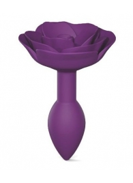 Фиолетовая анальная пробка с ограничителем-розой Open Rose Size S Butt Plug - Love to Love