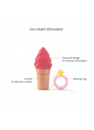 Малиновый мини-вибратор в форме мороженого Candice - Love to Love