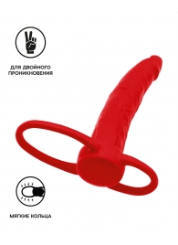 Красная насадка на пенис для двойного проникновения Black Red - 16,5 см. - ToyFa - купить с доставкой в Краснодаре