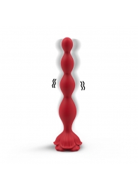 Красный анальный вибромассажер-елочка с пультом ДУ - 19,5 см. - Silicone Toys