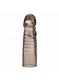 Дымчатая насадка-удлинитель Ribbed Realistic Penis Enhancing Sleeve Extension - 15,2 см. - BlueLine - в Краснодаре купить с доставкой