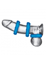 Комплект из трех голубых эрекционных колец 3-Pack Ribbed Rider Cock Ring Set - BlueLine - в Краснодаре купить с доставкой