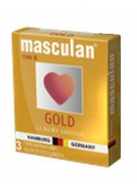 Презервативы Masculan Ultra Gold с золотым напылением и ароматом ванили - 3 шт. - Masculan - купить с доставкой в Краснодаре