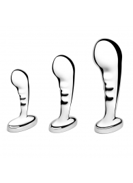 Набор из 3 стальных стимуляторов простаты Stainless Steel P-spot Training Set - b-Vibe - в Краснодаре купить с доставкой