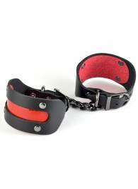 Чёрные наручники с красной вставкой «Пятница» - Sitabella - купить с доставкой в Краснодаре