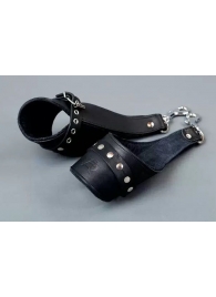 Чёрные кожаные наручники для подвешивания - Подиум - купить с доставкой в Краснодаре