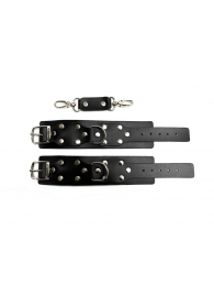 Черные кожаные наручники Sex Game - БДСМ Арсенал - купить с доставкой в Краснодаре
