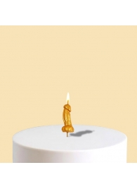 Золотистая свеча для торта в виде фаллоса - 4,5 см. - Сима-Ленд - купить с доставкой в Краснодаре