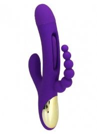 Фиолетовый ударный вибратор Anal G-Hit с анальной цепочкой - 24 см. - Eroticon