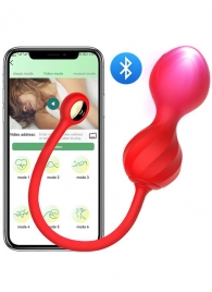 Красные вагинальные виброшарики Magic с управлением через приложение - Eroticon