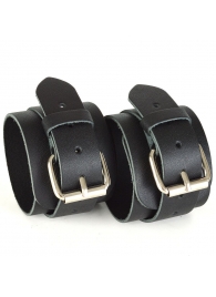 Черные кожаные наручники с пряжками IDEAL - Sitabella - купить с доставкой в Краснодаре