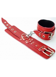 Красные кожаные наручники - БДСМ Арсенал - купить с доставкой в Краснодаре