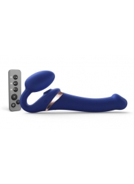 Синий безремневой страпон Multi Orgasm Size M с клиторальной стимуляцией - Strap-on-me - купить с доставкой в Краснодаре