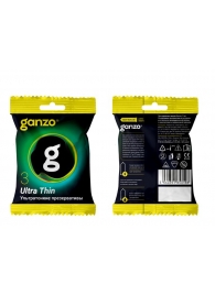 Ультратонкие презервативы Ganzo Ultra thin в мягкой упаковке - 3 шт. - Ganzo - купить с доставкой в Краснодаре