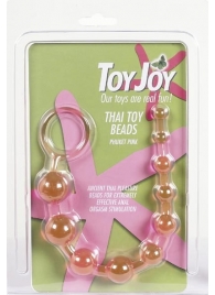 Розовая анальная цепочка с колечком - 25 см. - Toy Joy