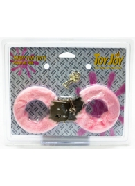 Розовые меховые наручники с ключами - Toy Joy - купить с доставкой в Краснодаре