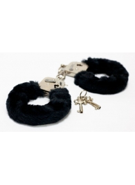 Меховые черные наручники с ключами - Toy Joy - купить с доставкой в Краснодаре