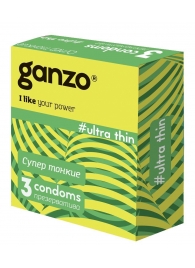 Ультратонкие презервативы Ganzo Ultra thin - 3 шт. - Ganzo - купить с доставкой в Краснодаре