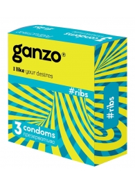 Презервативы с ребристой структурой Ganzo Ribs - 3 шт. - Ganzo - купить с доставкой в Краснодаре