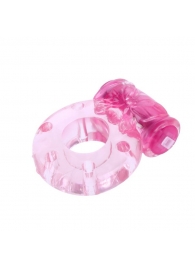 Розовое эрекционное кольцо с бабочкой на вибропуле - Baile - в Краснодаре купить с доставкой