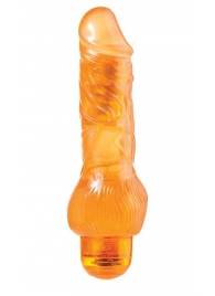 Оранжевый вибратор-реалистик JELLY JOY 7INCH 10 RHYTHMS ORANGE - 17,5 см. - Dream Toys