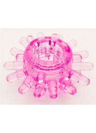 Розовое гелевое эрекционное кольцо с шипиками - Toyfa Basic - в Краснодаре купить с доставкой