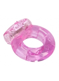 Толстое розовое эрекционное кольцо с вибратором - Toyfa Basic - в Краснодаре купить с доставкой