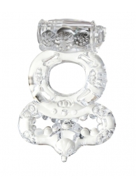 Прозрачное эрекционное кольцо с вибратором  и подхватом - Toyfa Basic - в Краснодаре купить с доставкой