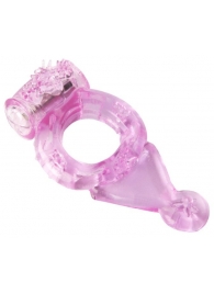 Розовое эрекционное виброкольцо с хвостом - Toyfa Basic - в Краснодаре купить с доставкой