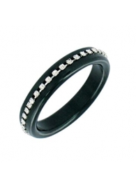 Чёрное эрекционное кольцо со стразами MAGIC DIAMOND - NMC - купить с доставкой в Краснодаре
