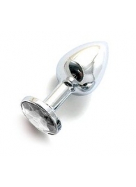 Анальная пробка BUTT PLUG  Small с прозрачным кристаллом - 7 см. - Anal Jewelry Plug