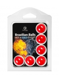 Набор из 6 шариков с массажным маслом Brazilian Balls с охлаждающим и разогревающим эффектом - Secret Play - купить с доставкой в Краснодаре