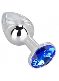 Анальное украшение BUTT PLUG  Small с синим кристаллом - 7 см. - Anal Jewelry Plug - купить с доставкой в Краснодаре
