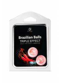 Набор из 2 шариков с массажным маслом Brazilian Balls с тройным эффектом - Secret Play - купить с доставкой в Краснодаре