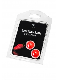 Набор из 2 шариков с массажным маслом Brazilian Balls с ароматом клубники - Secret Play - купить с доставкой в Краснодаре