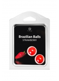 Набор из 2 шариков с массажным маслом Brazilian Balls с ароматом клубники - Secret Play - купить с доставкой в Краснодаре