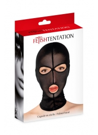 Черная сетчатая маска на голову с отверстиями для глаз и рта - Fetish Tentation - купить с доставкой в Краснодаре