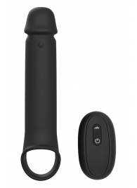 Черная насадка-удлинитель с вибрацией Vibrating Extender With Remote - Dream Toys - в Краснодаре купить с доставкой