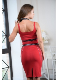 Черно-серебристая портупея-юбка plus size с цепочками - БДСМ Арсенал - купить с доставкой в Краснодаре