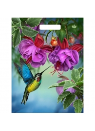 Пакет с принтом в виде колибри в цветах с вырубной ручкой (31х40 см) - Сима-Ленд - купить с доставкой в Краснодаре