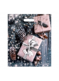 Новогодний пакет с принтом в виде подарков и вырубной ручкой (45х38 см) - Сима-Ленд - купить с доставкой в Краснодаре
