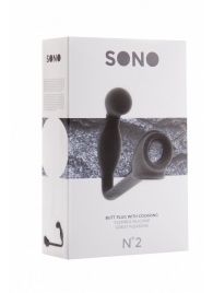 Чёрная анальная пробка с эрекционным кольцом SONO №2 - 11,4 см. - Shots Media BV - в Краснодаре купить с доставкой