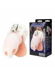 Белая клетка для пениса Silicone Small 2 in Cock Cage With Ball Divider - BlueLine - купить с доставкой в Краснодаре