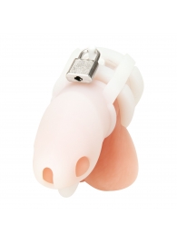 Белая клетка для пениса Silicone Small 2 in Cock Cage With Ball Divider - BlueLine - купить с доставкой в Краснодаре