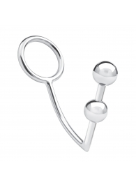 Кольцо на пенис с анальным стимулятором Two Bead Stainless Steel Anal Hook   Cock Ring - BlueLine - в Краснодаре купить с доставкой