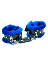 Синие наручники с мехом BDSM Light - БДСМ Арсенал - купить с доставкой в Краснодаре