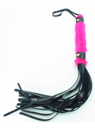Плеть из лака с розовым мехом BDSM Light - 43 см. - БДСМ Арсенал - купить с доставкой в Краснодаре