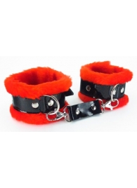 Красные наручники с мехом BDSM Light - БДСМ Арсенал - купить с доставкой в Краснодаре