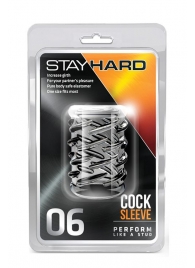 Прозрачная насадка с объёмными чёрточками STAY HARD COCK SLEEVE 06 CLEAR - Blush Novelties - в Краснодаре купить с доставкой