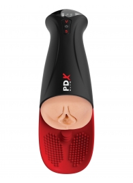 Телесный мастурбатор-вагина в черной колбе с вибрацией Fuck-O-Matic Pro XL - Pipedream - в Краснодаре купить с доставкой